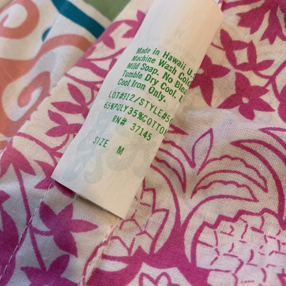 Hilo Hattie EUC pink white Hawaiian pineapple shirt M - Picture 3 of 7